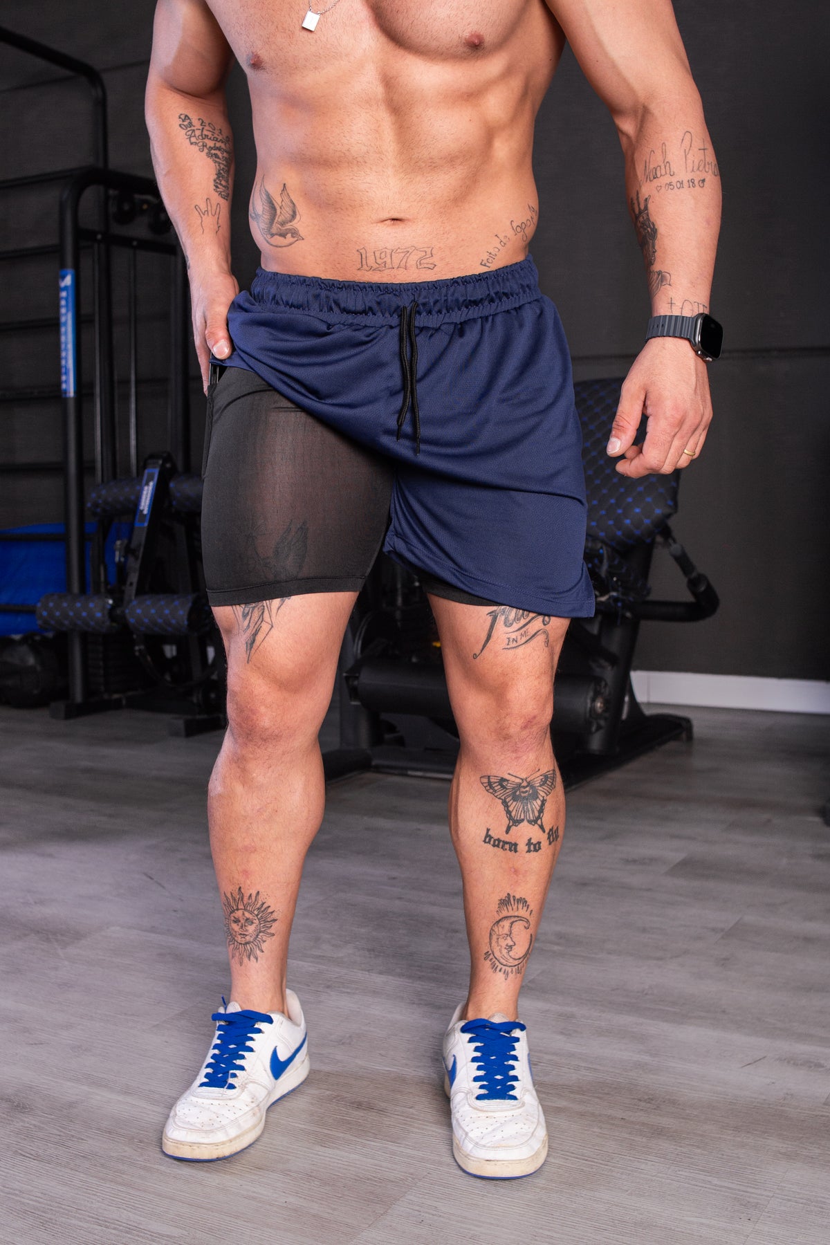 Short 2x1 DryFit Azul Marinho KM